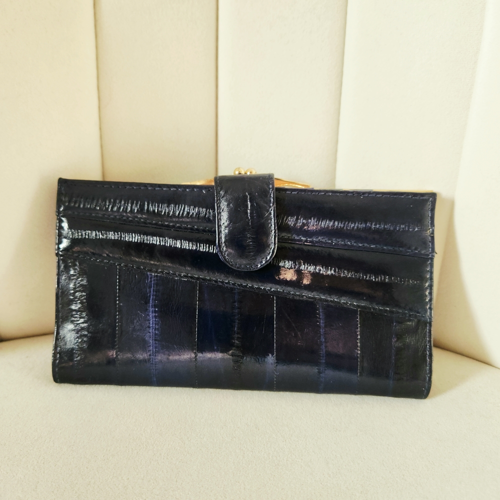 Vintage Hato Hasi Gold and Indigo real eel-skin Wallet